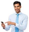 Portrait Of Businessman Touching Smart Phone
