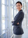 Portrait of businesswoman, arms crossed or finance career in office for professional job or corporate company. Face Royalty Free Stock Photo