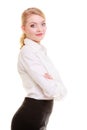 Portrait businesswoman. Elegant young woman blond girl isolated. Royalty Free Stock Photo