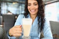Portrait of businesswoman having coffee break in restaurant Royalty Free Stock Photo