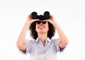 Portrait of businesswoman holding binoculars Royalty Free Stock Photo