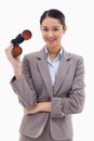 Portrait of a businesswoman holding binoculars Royalty Free Stock Photo