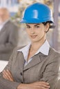 Portrait of businesswoman wearing hardhat