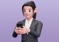 Portrait Busy business woman with cell phone texting Royalty Free Stock Photo