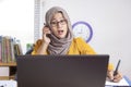 Busy Muslim Businesswoman Working in Office Royalty Free Stock Photo