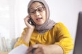 Busy Muslim Businesswoman Working in Office Royalty Free Stock Photo