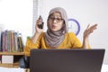 Busy Muslim Businesswoman Working in Office Royalty Free Stock Photo