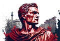portrait of caesar on the background of rome.