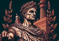 portrait of caesar on the background of rome.