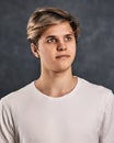 portrait of calm young handsome guy in white shirt Royalty Free Stock Photo