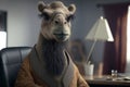 Portrait of a Camel Dressed in a Formal Business Suit at The Office Royalty Free Stock Photo