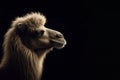 portrait of a camel isolated on black background with copy space. ai generative Royalty Free Stock Photo