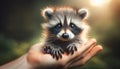Tender Moments: Baby Raccoon in Gentle Care