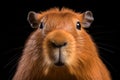 Portrait of a capybara on a black background