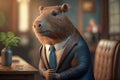 portrait of capybara dressed in a formal business suit