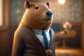 portrait of capybara dressed in a formal business suit