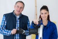 Portrait carpentry apprentice and teacher Royalty Free Stock Photo