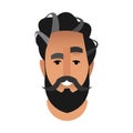 Portrait cartoon of a bearded man in a barbershop. The head is b Royalty Free Stock Photo