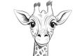 Portrait of a cartoon giraffe on a white background for coloring. Generative ai Royalty Free Stock Photo