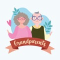 portrait cartoon grandparents