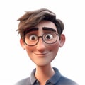 Portrait of a casual caucasian man in a 3d cartoon style. Generative ai