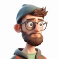 Portrait of a casual caucasian man in a 3d cartoon style. Generative ai