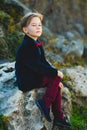 Portrait of a casual teen boy, outdoors Royalty Free Stock Photo