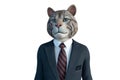 Portrait of Cat in a business suit - Digital 3D Illustration on white background Royalty Free Stock Photo