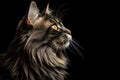 Portrait Of Cat Munchkin In Profile On Black Matte Background. Generative AI