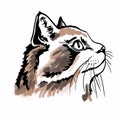 Portrait of a cat in profile. Watercolor digital illustration