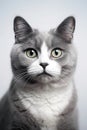 Tranquil Housecat Serenity Grey Silver Cat White Background Calming Pet Portrait Image