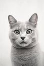 Portrait of a Cat with Silver Eyes Looking Surprised in front of a White Background Royalty Free Stock Photo