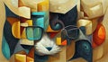 Portrait of a cat in the style of cubism. Stylized image. Imitation of oil painting.AI-generated