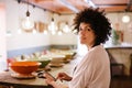 Portrait of a caucasian female barista looking at camera Royalty Free Stock Photo