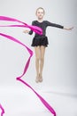 Portrait of Caucasian Female Rhythmic Gymnast In Professional Suit