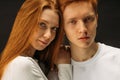 Portrait of caucasian redhead couple isolated Royalty Free Stock Photo
