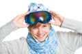 Portrait of a caucasian teenager in ski wearing Royalty Free Stock Photo