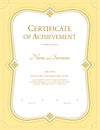 Portrait certificate of achievement template in vector with applied Thai art background, gold theme color