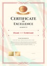 Portrait certificate of excellence template on abstract ribbon b Royalty Free Stock Photo