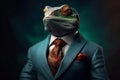 Portrait of a Chameleon dressed in a formal business suit