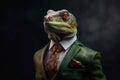 Portrait of a Chameleon dressed in a formal business suit