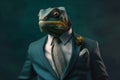 Portrait of a Chameleon dressed in a formal business suit