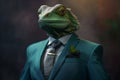 Portrait of a Chameleon dressed in a formal business suit