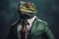 Portrait of a Chameleon dressed in a formal business suit