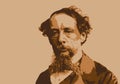 Portrait of Charles Dickens, famous English writer.