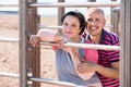 Portrait of charming couple embracing outdoors Royalty Free Stock Photo