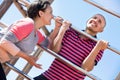 Portrait of charming couple embracing outdoors Royalty Free Stock Photo