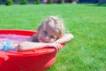 Portrait charming little girl enjoying her Royalty Free Stock Photo