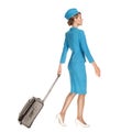 Portrait of charming stewardess wearing in blue uniform. Royalty Free Stock Photo