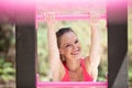 portrait cheerfu woman in fitness wear outdoors Royalty Free Stock Photo